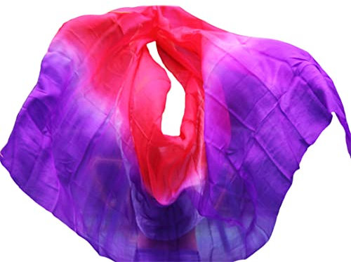 Damen 100 % Bauchtanz-Schleier, Seide, Regenbogenfarben, Figur, 19 - 200 cm - 90 cm