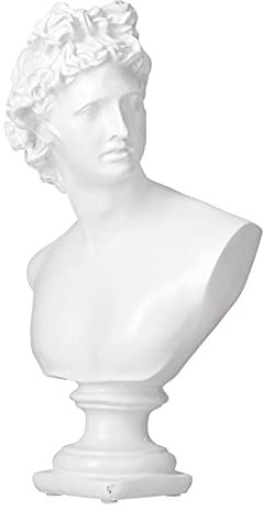 Cyrank Statua di David - Busto Greco in Resina, Scultura Decorativa per Casa, Scaffale e Tavolino (Bianco)