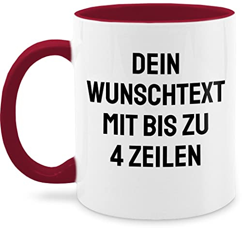 Tasse Tassen 325ml - Aufdruck selbst gestalten - Wunschtext I Eigener Text I Personalisierter Text I Custom Text - 325 ml - Bordeauxrot - namenstassen paartassen personalisierte name mug