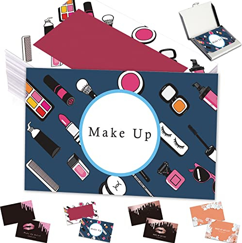 Visitenkarten Personalisiert 100/500/1000 Stück individuell mit Logo-Text QR-Code individuell anpassbar für Make-up-Geschäft 8,9 x 5,1 cm wasserfest doppelseitiger Druck