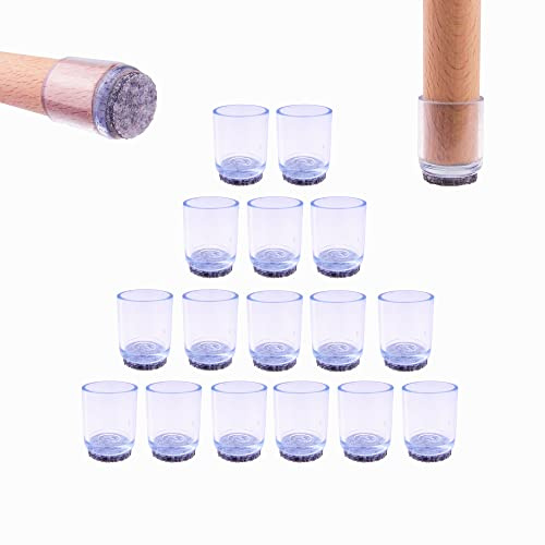 16x Schutzkappen Für Stuhlbeine | Stuhlbeinkappen Filz | Stuhlbeinkappen | Filzgleiter für Stühle | Stuhlbeinschoner | Möbelgleiter | Stuhlsocken | Stuhlgleiter (Rund, Ø 16mm)
