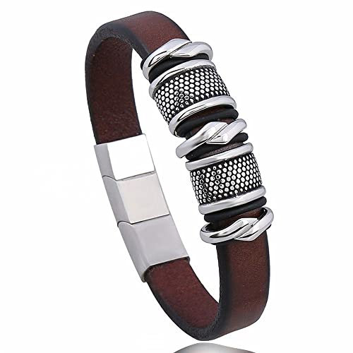 Herren Lederarmband, Titan Stahl Magnetschnalle Lederarmband Einfach und vielseitig