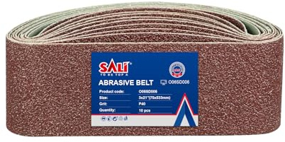 SALI Lot de 10 bandes abrasives 75 x 533 mm Grain 40 Papier abrasif pour ponceuse à bande Machine à ponceuse pour le ponçage, le lissage, l'affûtage et le décapage du bois et du métal