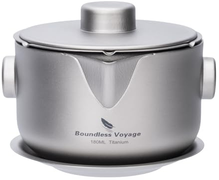 Boundless Voyage Teiera in titanio a doppio strato con coperchio filtro, ultra leggera, anti-scottatura, tazza da caffè, per campeggio, viaggi, ufficio (Ti3136D-Teiera)