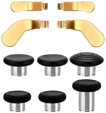 Ceozon Replacement Thumb Grips Back Paddles 10 in 1 Metal Stainless Steel Trigger Locks Thumbsticks Buttons Parts Repair Accessories Kit for Xbox One Elite Controller Series 2 Xbox One Elite (Gold)