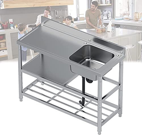 Waschbecken für zu Hause, Küchenspülen, freistehendes Spülbecken, Küchenspülen aus Edelstahl, tragbare Wäscherei, Bar-Garagenspüle, Campingspüle mit einer Schüssel, mit Aufkantung,