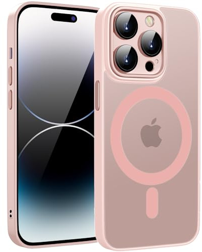 KPPIT for iPhone 14 Pro max case Compatible with MagSafe,Pink | Compatible with MagSafe,Translucent Matte,Slim Shockproof