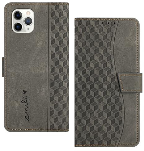Radoo Handyhülle für iPhone 11 Pro Max (6,5 Zoll) Hülle Leder für Klappbar PU Leder Tasche Flip Wallet Stoßfeste Case Schutzhülle Klapphülle für iPhone 11 Pro Max Hülle Lederhülle (Asche)