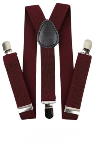 SE® Bretelles pour pantalon pour homme, 35 mm de large, 7 couleurs disponibles, bretelles avec 3 clips résistants, accessoire pour costume, fête, mariage, bordeaux, Taille Unique