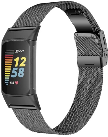 Gimuk Armband kompatibel mit Fitbit Charge 6/5, verstellbare Metall-Mesh-Schlaufe, Edelstahl, Ersatz-Uhrenarmband für Damen/Herren