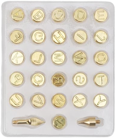Kit para Quemar Leña, Punta para Grabar en Relieve, Puntas para Quemar Madera, Sello para Quemar Madera, 26 Letras, Alfabeto de Latón, Punta para Tallar, Artesanía, Madera,