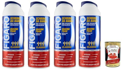 Italian Gourmet schiuma da barba Original Classic Rasierschaum 4 x 400ml | Cremige Pflege bei häufiger Rasur, formula morbida e scorrevole, aiuta a, Gesamtnettogewicht 1,6 L + Kostenlos Polpa 400g
