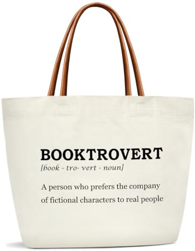 Canvas Tote Bag For Women, Book Tote Bag Reusable Grocery Shoulder Bag for Work Travel Gym, Book Lover Gifts Librarian Gifts for Halloween Christmas Beach Bags for Bookish Readers Teacher Friends -35