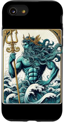 Coque pour iPhone SE (2020) / 7 / 8 Poseidon Trident Carte de tarot du dieu grec du Seigneur de la mer