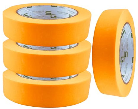 Malerkrepp SOLIDGUARD Goldband Malerkrepp Kreppband für Maler oder Heimwerk Malerband Profi Abdeckband Malertape Klebeband Washi Tape Gold Papiertape Selbstklebend UV-beständig (4 Stk x 19 mm)