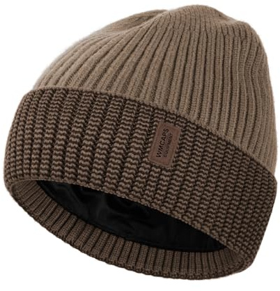 Wmcaps Wintermütze für Herren, gefütterte Thermo-Mütze | Strickmütze, winddicht, atmungsaktiv, elastisch, weich, Fleecefutter, für Radfahren, Sport, Laufen, Alltag & Spazieren.
