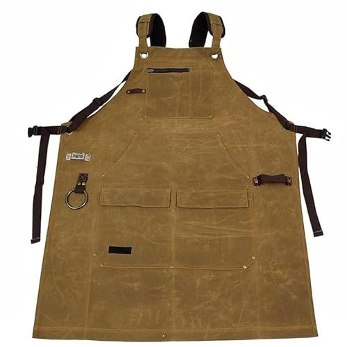 Arbeitsschürzen aus Segeltuch for Männer mit Taschen, verstellbarem Riemen und mehreren Taschen, Tischlerschürze, Werkzeugschürze, Künstler-Malschürze for Geschäft, Garten, Restaurant, Café, Elektrike