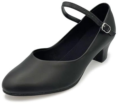So Danca - Celine Character Shoes, 1.5 Heel, Leather Sole, Dance Shoes for Women, Ballroom, Salsa, Tango - Celine CH50 (Black, US Footwear Size System, Adult, Women, Numeric, Medium, 7.5)