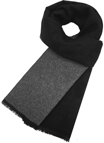 lifwimner Echarpe Hiver Hommes, Écharpe Longue Chaude 180x32 cm pour Automne, Souple Confortable Foulard Style Classique pour Homme(Negro+Gris)