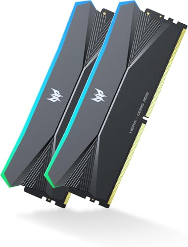 Acer Predator Hera DDR5 RGB RAM 32GB (16GBx2) Up to 8000MHz CL36 Computer Memory (only for Z890&X870) AMD EXPO Intel XMP Compatible, Black