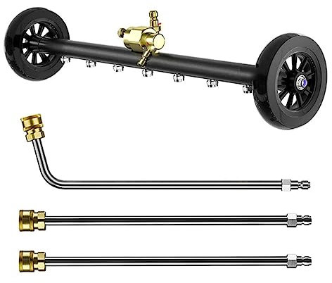 Nettoyeur haute pression 2 en 1 – Buse multifonction – Lavage sous voiture 4000 psi – Nettoyeur de sol de 61 cm – Brosse réglable à 7 trous – Balai d'eau