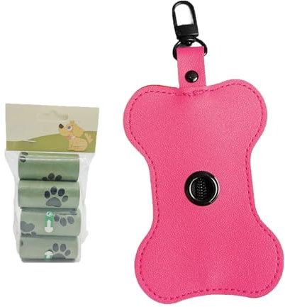 Knochenform Kotbeutelspender für Hunde Metall-Klettverschluss für Einfaches Tragen Hundekotbeutelspender Geeignet für Einkaufstouren Im Park(Pink)