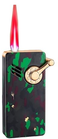Flamme Rouge Coupe-Vent, Rechargeable au Butane, Briquet Polyvalent en métal avec Flamme réglable for Une Utilisation intérieure et extérieure (Butane Non Inclus)(Camouflage)