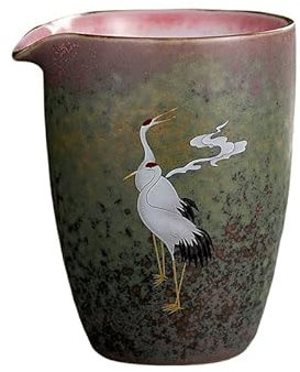 Gong Dao Bei de cerámica con patrón de grulla, taza de feria de té de Kung Fu, jarra for servir té cambiada en horno Retro for la ceremonia del té de Kung Fu