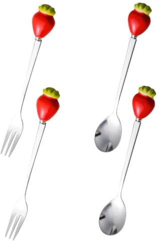 MAGICLULU Edelstahl Löffel Und Gabeln Für Küche Abendessen Besteck Servieren Utensil Geschirr Mit Obstform Design Für Familien Partys Hotels Cafés