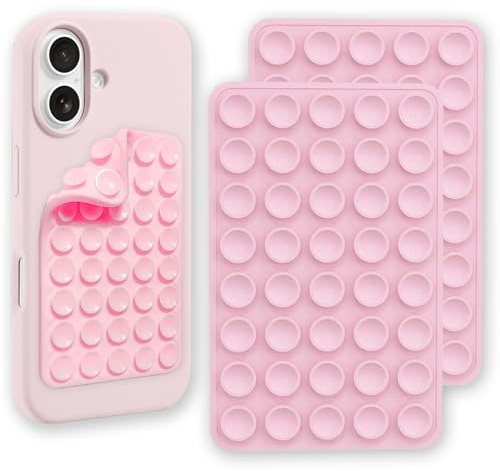 NICECONE 2 Pack Double Side Silicone Suction Phone Mount, Non-Slip Sticky Grip with Higher Suction Power, Hands-Free Accessories Strong Holder for Selfie and Video(Pink)