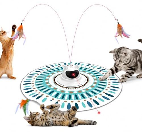 Giocattolo Interattivo 3-in-1 per Gatti – Piume Nascoste, Punto Rosso, Ricaricabile, Gioco Elettrico per Tutte le Età