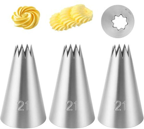 3 Stück Profi Spritztüllen Kuchen Dekorieren Tipps Tüllen für Spritzbeutel Edelstahl Nahtlos Spritztüllen für Backen und Cupcakes