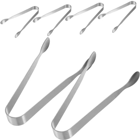 FIXOSHEE 6pièces Lot De Mini Pinces à Sucre Acier Inoxydable Pinces à Glaçons Petites De Service Pour Servir Des Glaçons