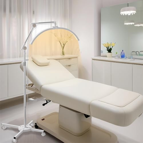 Halbmond-Lampe für Wimpern, 70CM 40W kosmetiklampe mit Telefonhalter, Faltbare Halbmond-Stehlampe für Wimpern, 3000K-6500K, Professionelle Mondlampe für Wimpernverlängerung Tattoo Hautpflege (Weiß)