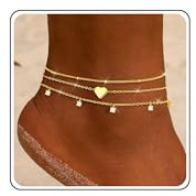 ZHESHY Bracelet Cheville Femme Argent Plaqué Or Bracelets De Cheville Réglable Imperméable Cz Cœur Scintillant Chaine De Cheville Ensemble Plage D'Été Bijoux Cadeau Pour Femmes Taile 21.5+5cm