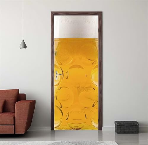 Türtapete Selbstklebend Türaufkleber Bier Getränke Türfolie 77X200 cm 3D Fototapete Türposter PVC Wasserfest Türbilder Wandtattoo für Schlafzimmer Bad Wohnzimmer Tür Dekoration Abnehmbar -DS444