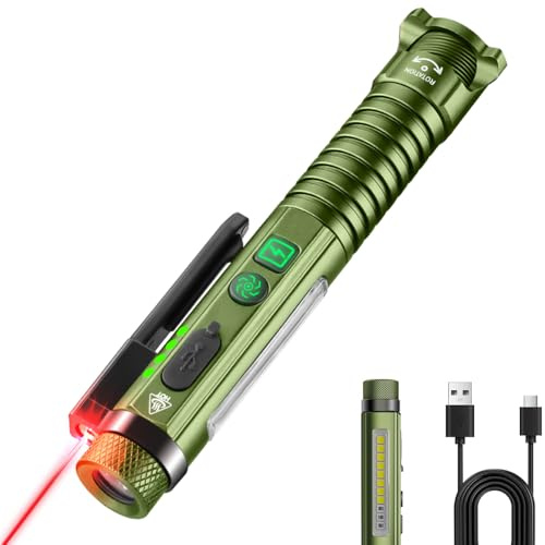 ASORT LED Taschenlampe Aufladbar, Superhell 2000 Lumen, magnet taktische Stift-Taschenlampe mit Clip, 10 Modi, klein kompakte UV Flashlight, Glasbrecher und Flaschenöffner, für Notfälle Camping Home