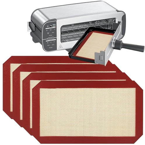 4 Stück Wiederverwendbar Silikon Backmatte 24.3 x 14.2 cm, Silikonmatte Dauerbackfolie für Pizza Backen Teig Küche Brot Chef Torten Baking Gebäck Sushi, Antiklebrigkeit mit Weiche Textur