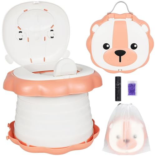 Yeelua Baby Potty Training Toilet Seat with Potty Bags, Portable Potty for Toddlers, Travel Potty for Boys and Girls, Ideal for Camping and Outdoor Use (Pink)