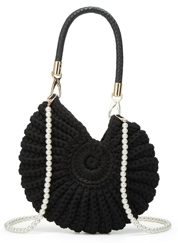 Borsa a mano da donna fatta a mano all'uncinetto con conchiglie marine, stile bohémien, borsa a tracolla estiva, borsa da spiaggia