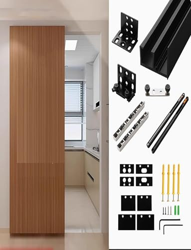 Heavy Duty Concealed Sliding Barn Door Hardware Set Floating Door with Wall - Mount Design. Features Soft - Close functionality for a Quiet and Smooth Operation(180cm/71in)