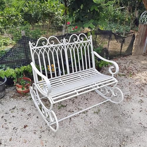107*95*97cm Rustikaler Eisen Schaukelstuhl Für Den Außenbereich, Garten Sitzbank, Belastbarkeit Von 550 Lbs, Bietet Ein Komfortables Schaukelerlebnis, Keine Installation Erforderlich, Geeignet Für Höf