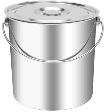 Seau en Acier Inoxydable Extra épais de 20 L pour Le Stockage l'eau et des Aliments avec Couvercle bidon à Lait Transport du Seau vin liquides Refroidisseur Champagne Inoxydable Cuisine(20L)