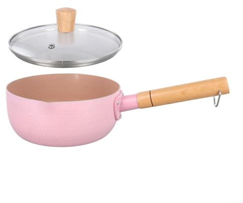 ZAMETTER Maifan Faitout avec couvercle transparent anti-adhésif en pierre résistante à la chaleur Corps épais en aluminium pour la cuisine et la maison Rose 18 cm