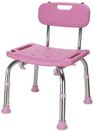 Sgabello da doccia regolabile rosa con schienale, sedile antiscivolo per vasca da bagno per anziani, disabili e anziani, sedia da doccia e panca per vasca da bagno per un'esperienza di bagno sicura