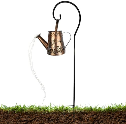 Annaffiatoio con illuminazione solare, 2 pezzi, annaffiatoio solare con luci a cascata, lampade da patio, luci a cascata, luci in metallo illuminate per cortile, sentieri, decorazioni paesaggistiche