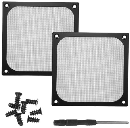 PATIKIL 120 mm fläktfiltergaller 2 stycken ultrafint aluminiumgaller ventilation, dammskydd, PC, kylfläktsskydd med skruvmejsel och skruvar, svart