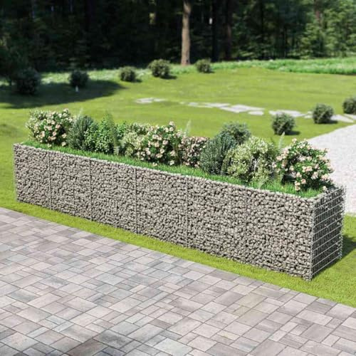 SKTQYQO Gabion Lit surélevé en acier galvanisé 540 x 90 x 100 cm pour bordure de parterres de fleurs, structure résistante pour jardin et patio, capacité de charge 1400 kg/m, conçu
