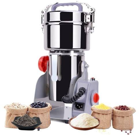 Electric Grain Mill Grinder, 800g 28000RPM with Multiple Protection Functions Electric Grinder, 3000W Grain Grinder Powder Machine, with Overload Protection& 5min Timer, for Dry Spice Herbs/Nut/Coffee
