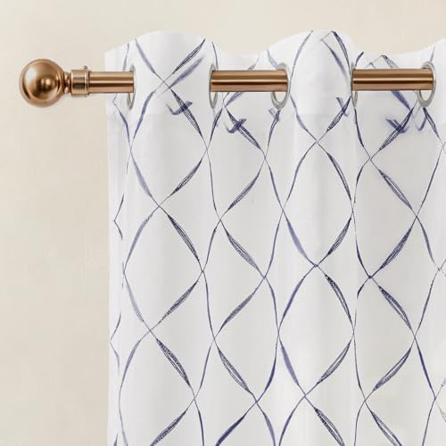 Ystyle Tende per Interni Voile Semi Trasparenti 2 Pezzi con Occhielli, 140x300cm, Tenda a Panello Tende Leggere Morbida per Camera da Letto Cameretta Bambini e Soggiorno Moderne, Blu Scuro